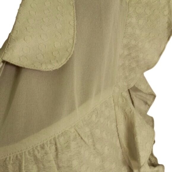 ModCloth L Blouse Womens Green Flutter Sleeve Button Popover Top Textured Fabric - Picture 7 of 12
